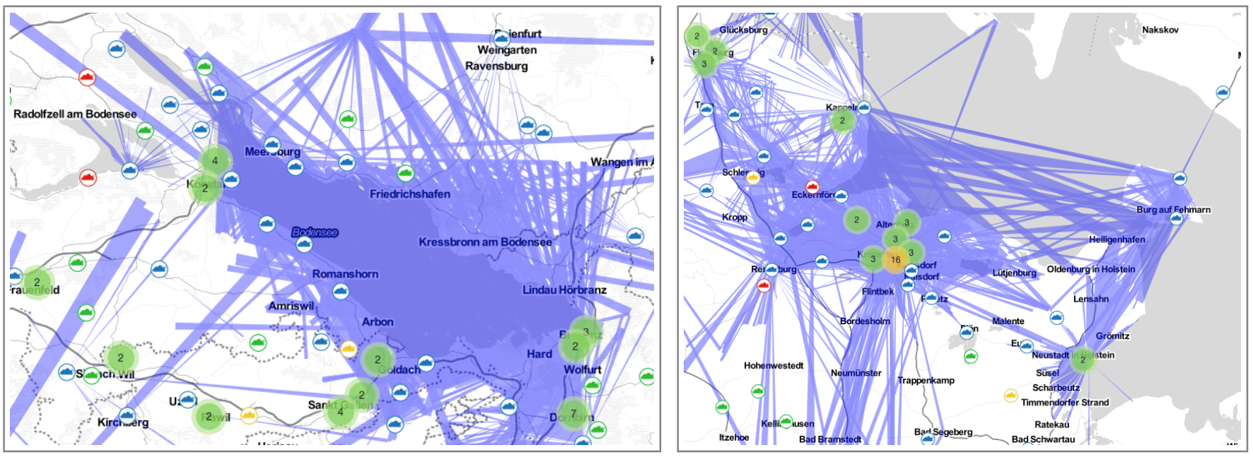 LoRaWAN Abdeckung vom TheThingsNetwork am Bodensee und der Ostsee